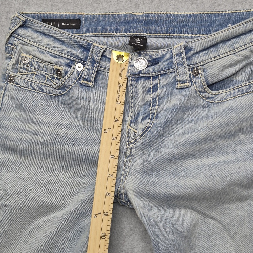 Vintage True Religion Billy Big T Jeans Womens 28 Blue Mid Rise Straight Y2K - Picture 10 of 16